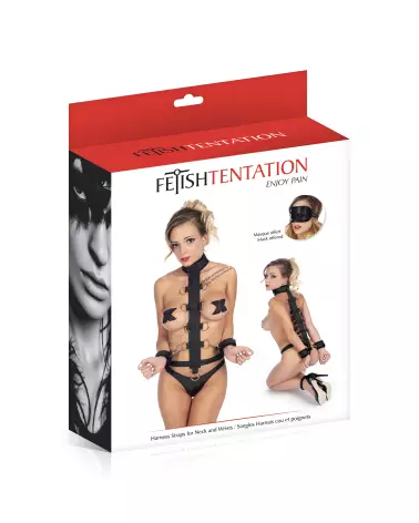 Anneaux de Bondage Fetish Tentation pour Cou et Mains en Action-2