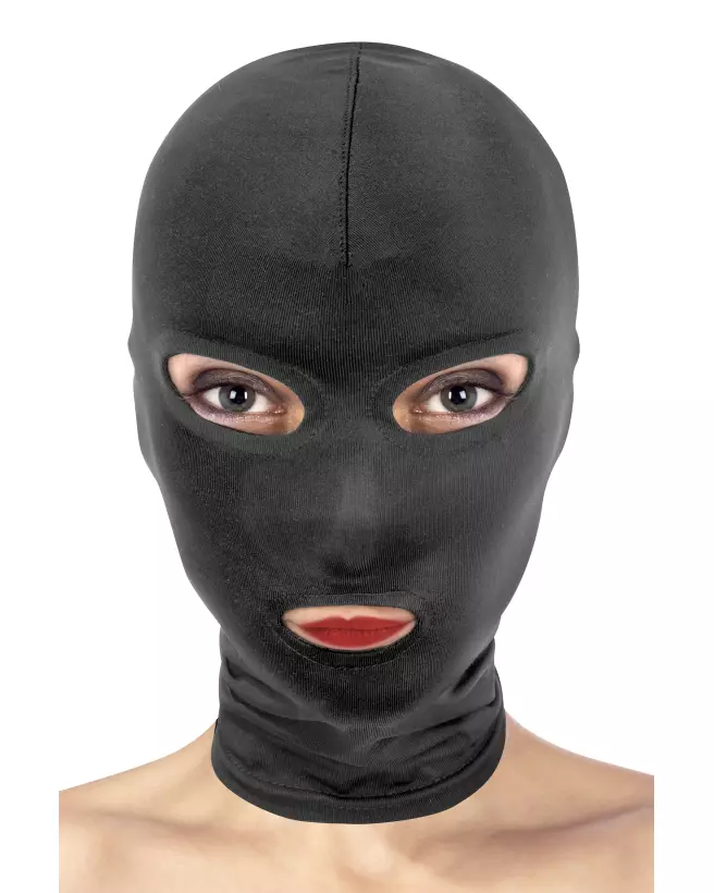 Cagoule Fetish Tentation avec ouvertures pour yeux et bouche pour jeux de rôle-1
