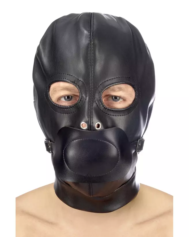 Cagoule en PU avec ouvertures pour les yeux de Fetish Tentation pour BDSM-1