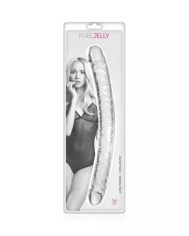 Double Dong Jelly 34cm par Pure Jelly, dildo transparent et flexible-2