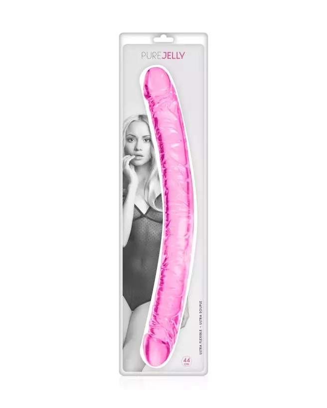 Double Dong Jelly Rose 44cm par Pure Jelly pour plaisir partagé ou solo-2