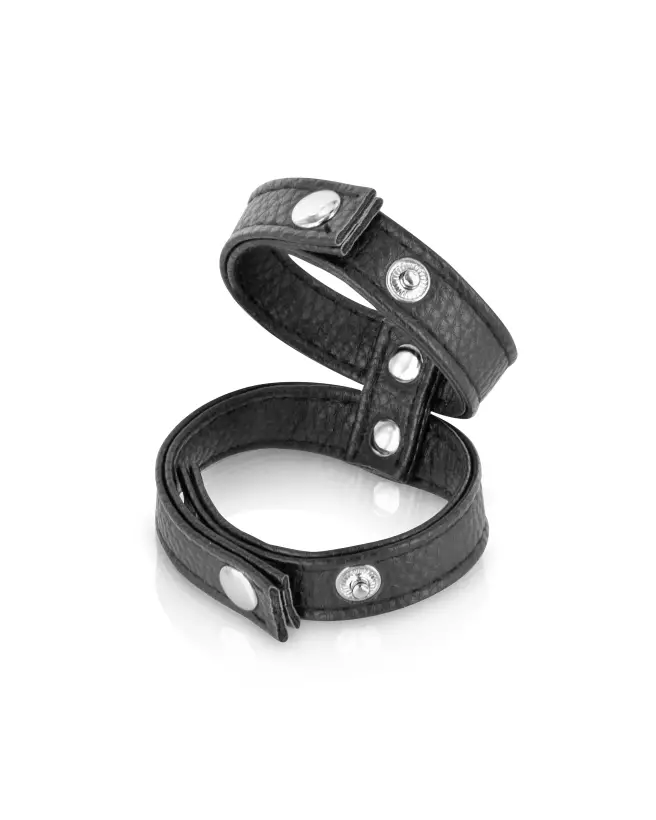 Cockring double ajustable en simili de Fetish Tentation pour endurance et confort-1