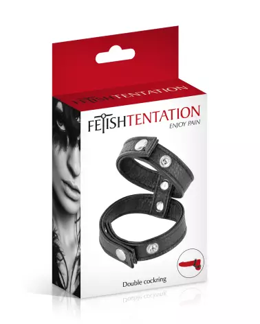 Cockring double ajustable en simili de Fetish Tentation pour endurance et confort-2