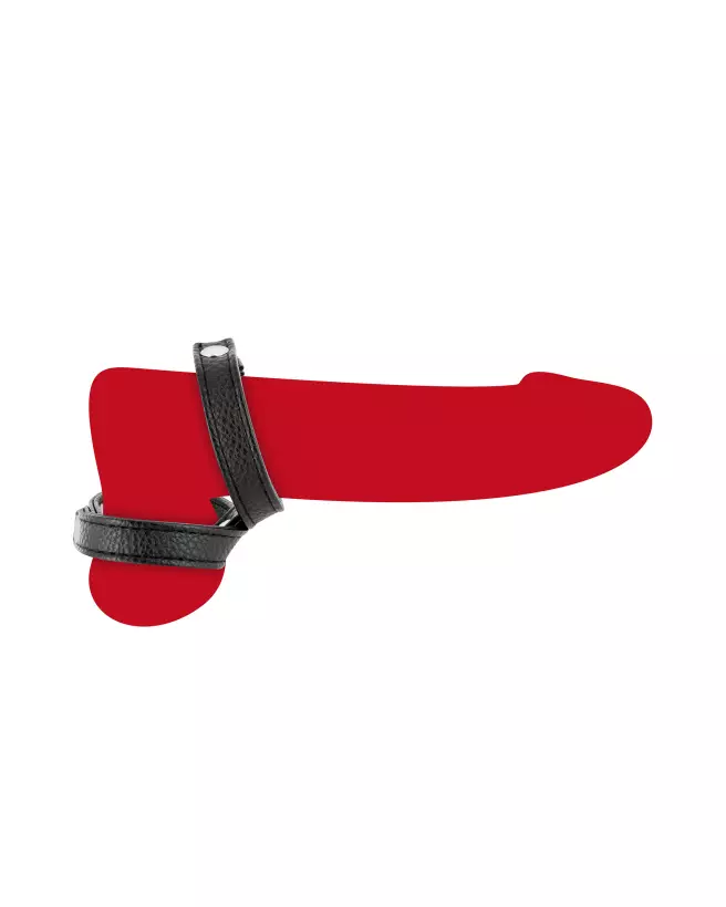 Cockring double ajustable en simili de Fetish Tentation pour endurance et confort-3