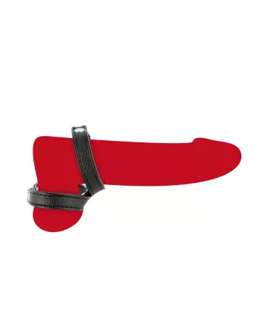 Cockring double ajustable en simili de Fetish Tentation pour endurance et confort-3