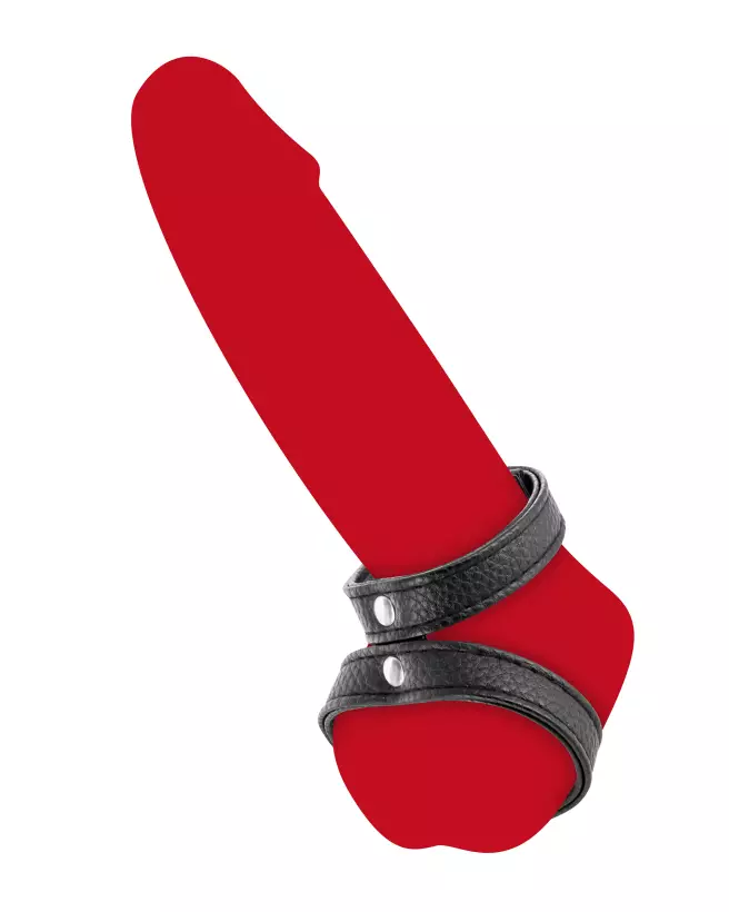 Cockring double ajustable en simili de Fetish Tentation pour endurance et confort-4