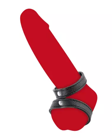 Cockring double ajustable en simili de Fetish Tentation pour endurance et confort-4