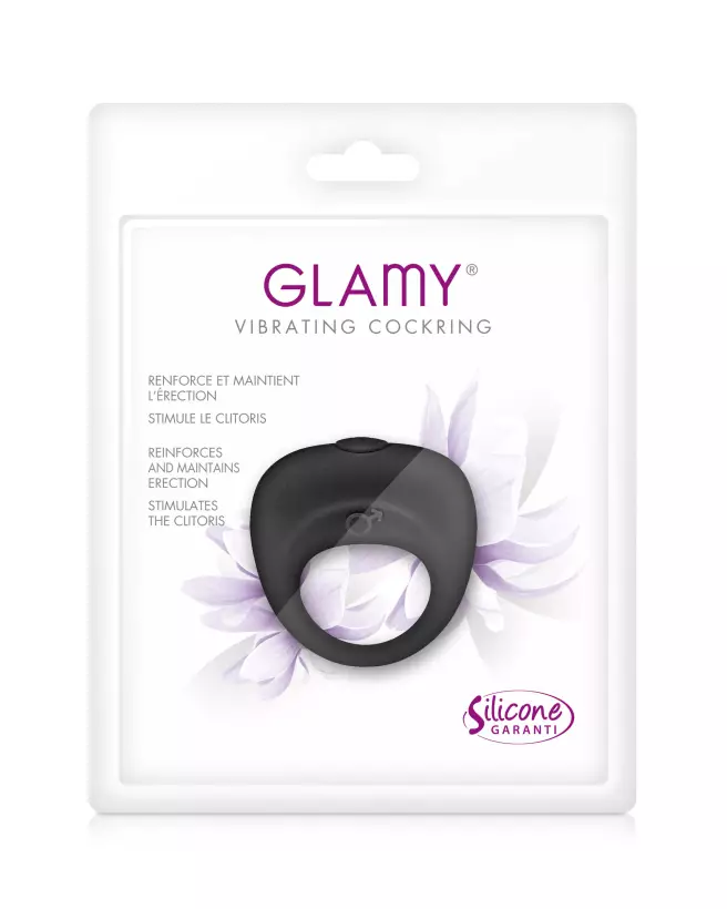 Cockring vibrant noir Glamy pour endurance et plaisir-2