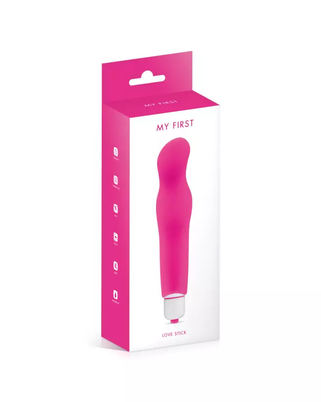 Image du vibromasseur My First Love Stick Pink, idéal pour débutants en quête de nouvelles expériences intimes.-2