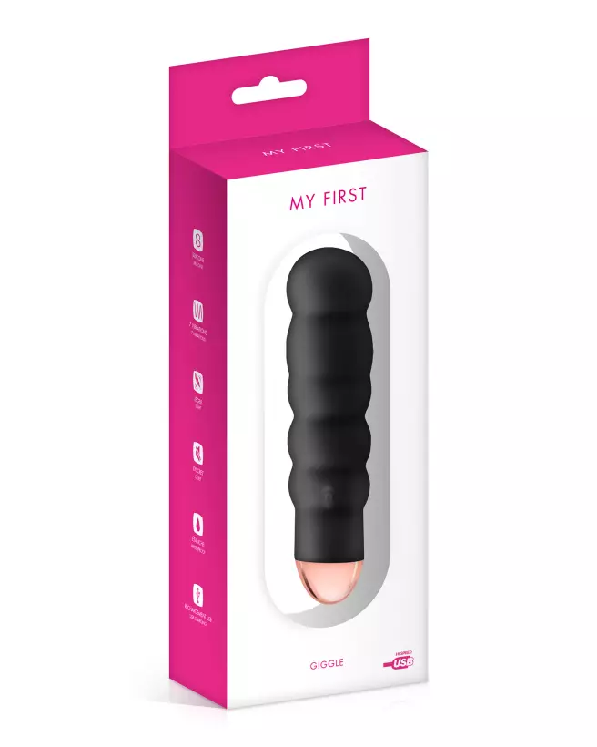 Image du vibromasseur MY FIRST GIGGLE BLACK, idéal pour débutants, design élégant et discret-2