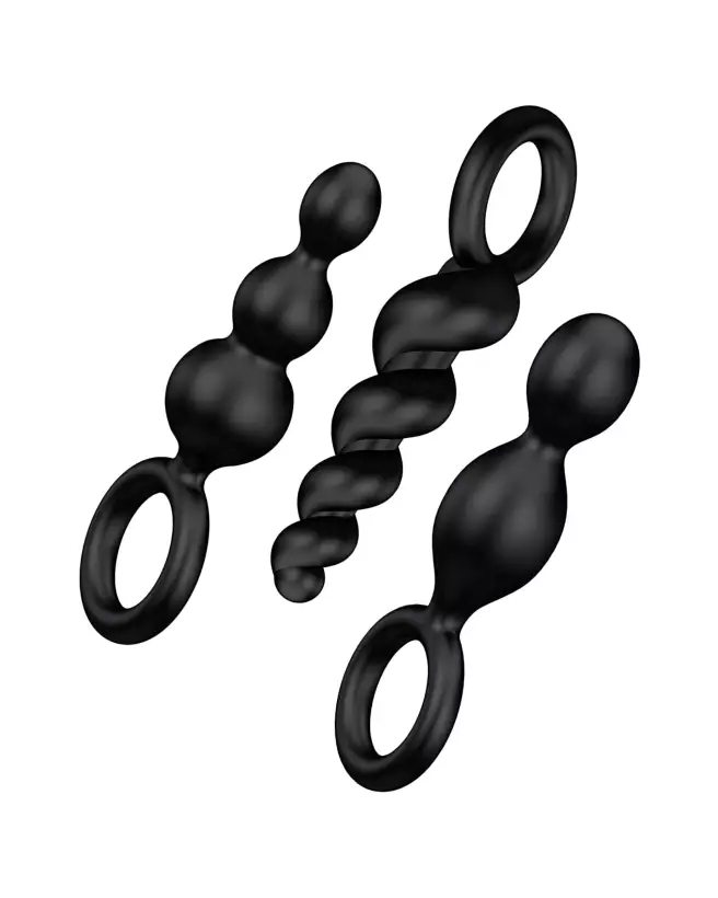 Set de 3 Plugs Anaux Satisfyer Noirs - Kit Stimulateurs Anal de Qualité-1