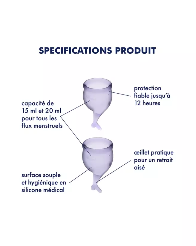 Image de la SATISFYER CUP SECURE LILAS, coupe menstruelle écologique et confortable pour hygiène intime-3