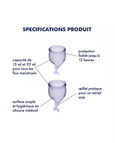 Image de la SATISFYER CUP SECURE LILAS, coupe menstruelle écologique et confortable pour hygiène intime-3