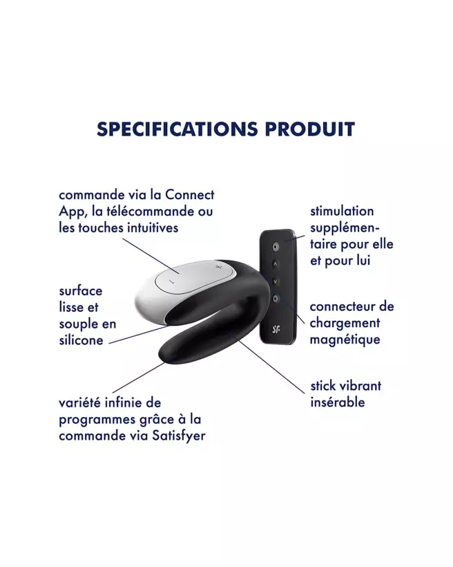 Image du Satisfyer Double Fun Noir, sextoy pour couples avec contrôle via application-4