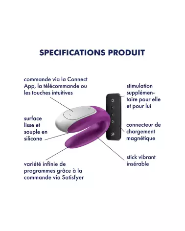 Image du Satisfyer Double Fun Violet, sextoy pour couples-4