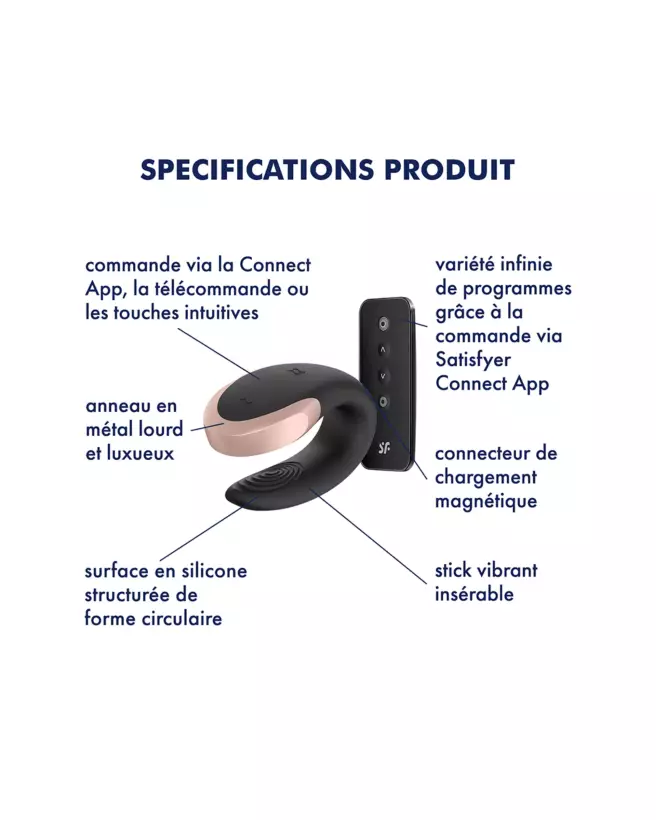 Image du Satisfyer Double Love Noir, sextoy élégant pour couples-4