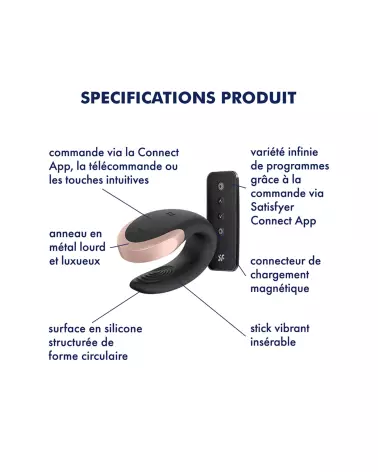 Image du Satisfyer Double Love Noir, sextoy élégant pour couples-4
