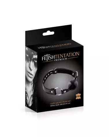 Baillon Boule Ajustable en Cuir Bovin de FETISH PREMIUM pour Jeux de Soumission-2