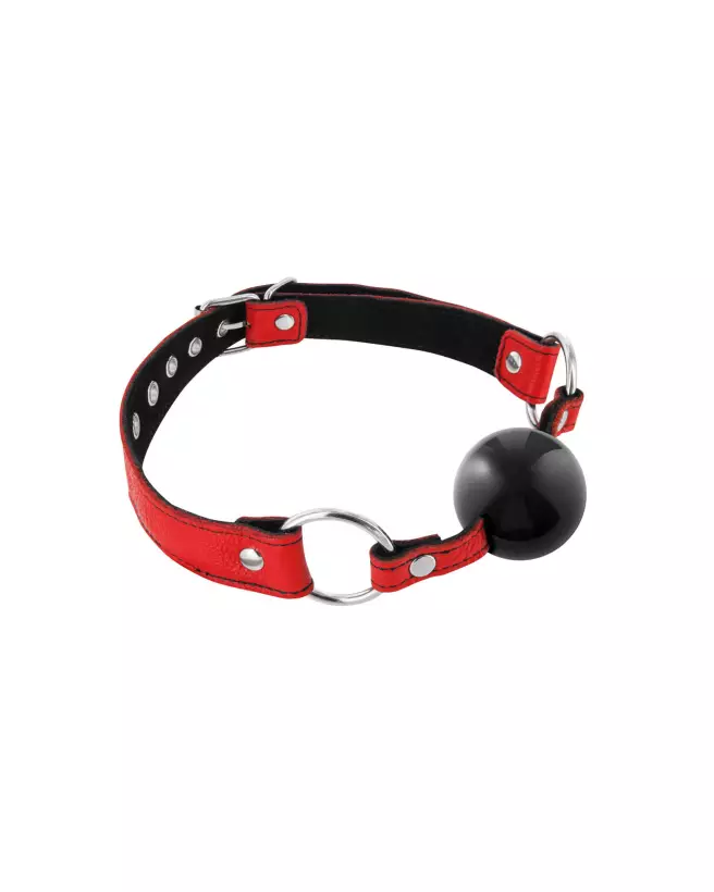 Baillon boule rouge en cuir Fetish Premium pour BDSM-1