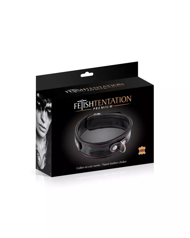 Collier en cuir bovin noir Fetish Premium pour chiens-3