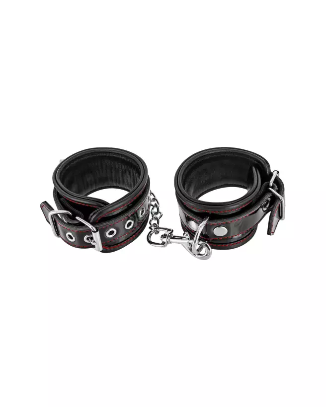 Menottes en cuir bovin noir Fetish Premium pour bondage-1