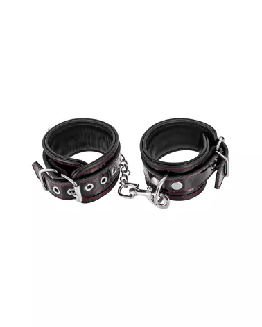 Menottes en cuir bovin noir Fetish Premium pour bondage-1