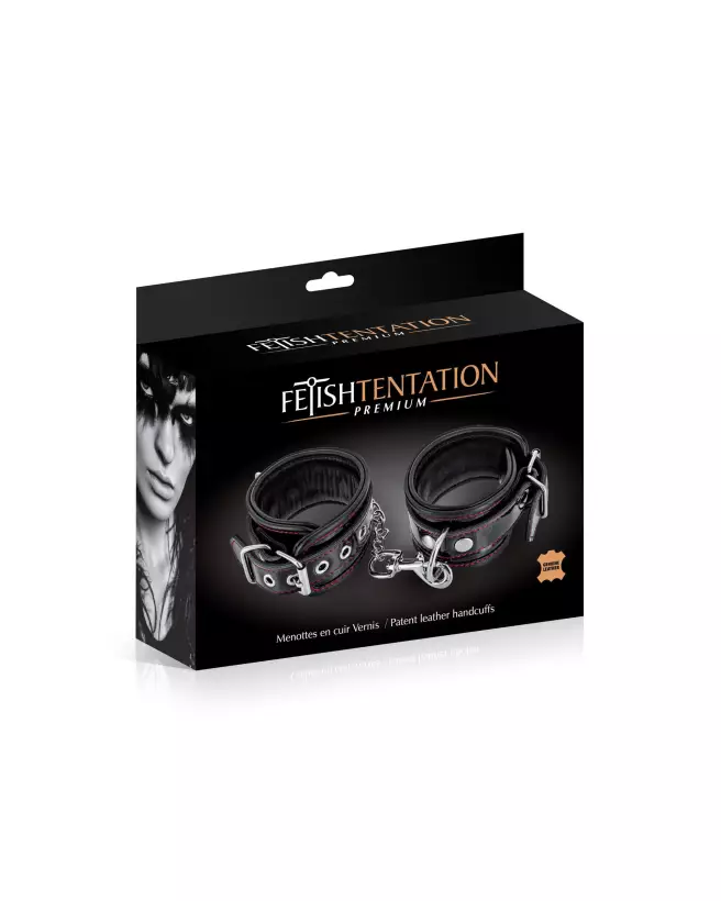 Menottes en cuir bovin noir Fetish Premium pour bondage-2