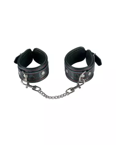 Menottes en cuir bovin noir Fetish Premium pour bondage-3