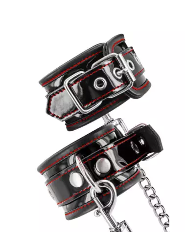 Menottes en cuir bovin noir Fetish Premium pour bondage-4