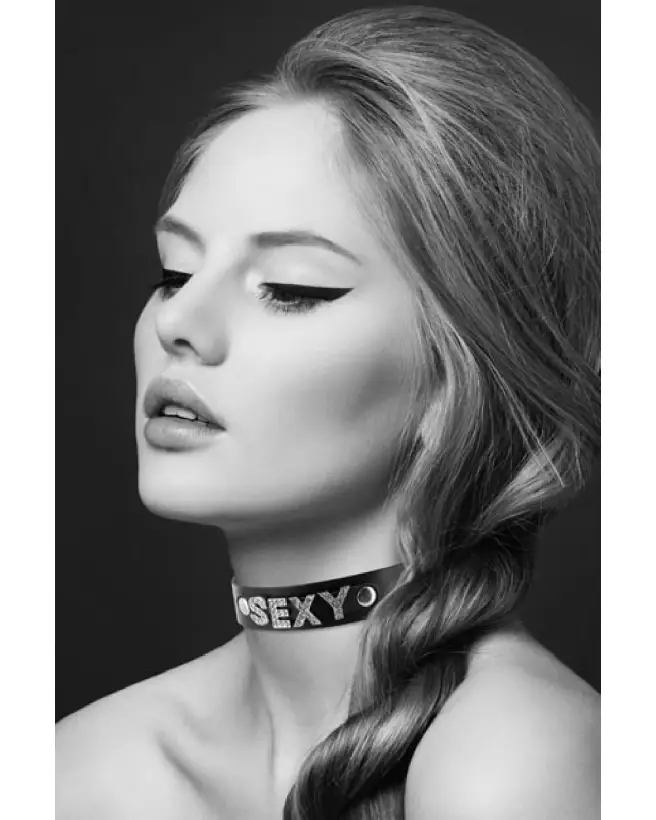 Collier en cuir bovin avec strass de BIJOUX POUR TOI pour animaux-1