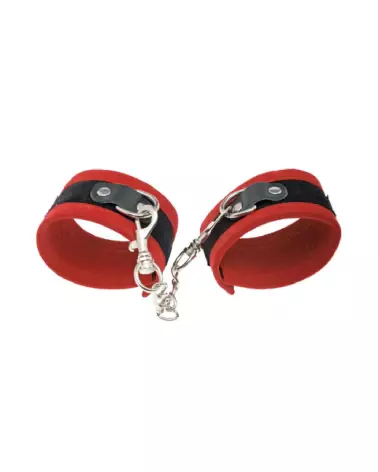 Image des Menottes Poignets Rouge LEATHER SM, accessoires BDSM sécurisés et confortables-2