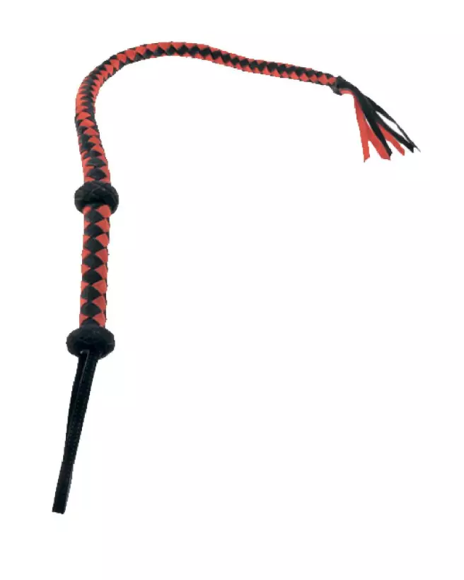 Fouet en cuir bovin rouge et noir LEATHER SM-2