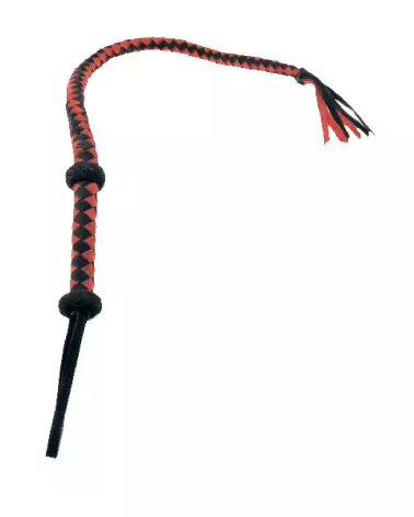 Fouet en cuir bovin rouge et noir LEATHER SM-2