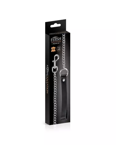 Laisse métal et poignet cuir bovin 72cm de Fetish Premium pour chiens-2