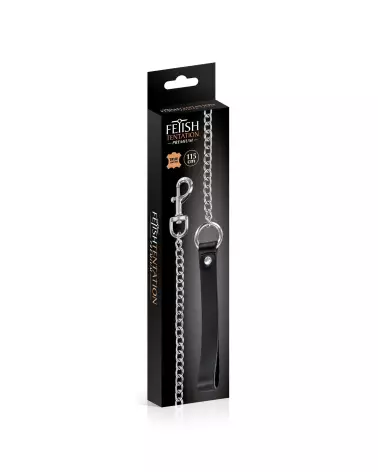 Laisse en métal avec poignée en cuir bovin Fetish Premium 115cm-2