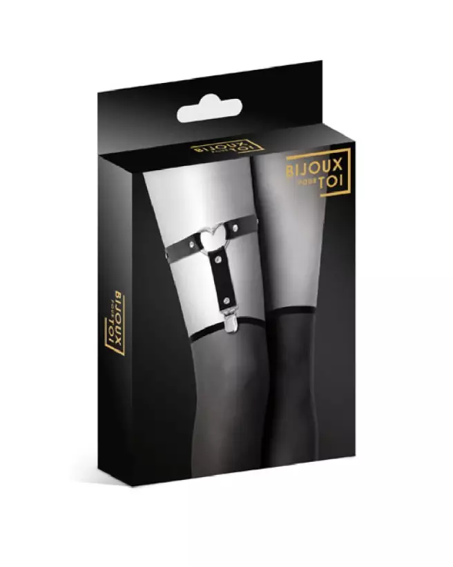 Porte-jarretelles noir GARTER WITH HEART de BIJOUX POUR TOI avec détail cœur-2