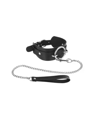 Choker O-Ring Fetish Tentation en cuir noir style BDSM-1