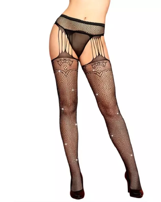 Collant noir avec strass élégant Rougir de Désir taille unique-1