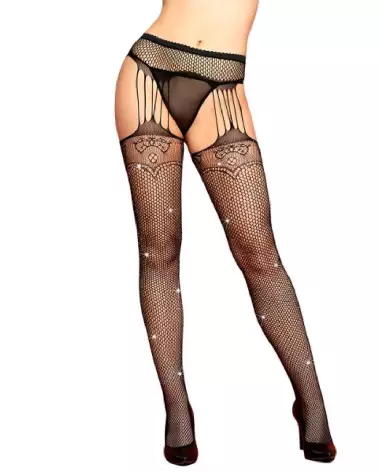 Collant noir avec strass élégant Rougir de Désir taille unique-1