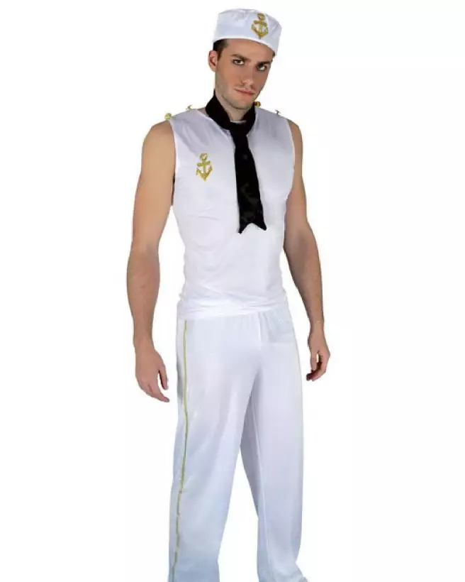 Tenue de Marin Homme Blanc Paris Hollywood Costume Déguisement-1