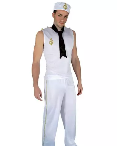 Tenue de Marin Homme Blanc Paris Hollywood Costume Déguisement-1