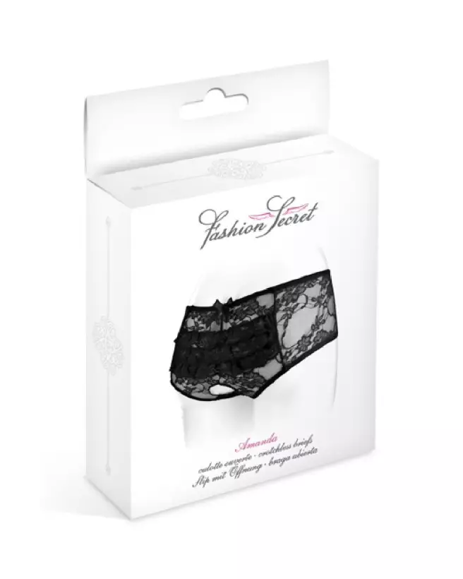 Culotte ouverte Amanda noir Fashion Secret, lingerie élégante et sexy-2
