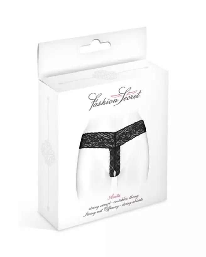 String Ouvert Anita Noir Fashion Secret, Lingerie Érotique Taille Unique-2