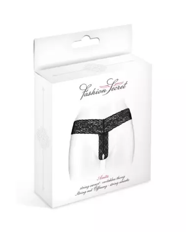 String Ouvert Anita Noir Fashion Secret, Lingerie Érotique Taille Unique-2