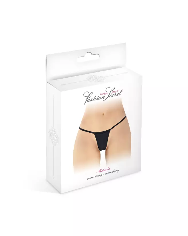 Micro String Melinda Noir Fashion Secret - Lingerie Élégante et Confortable-2