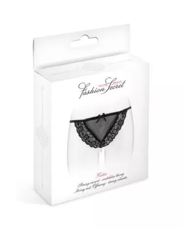 String Katia Noir Fashion Secret, lingerie élégante et confortable en taille unique-3