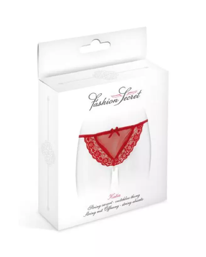 Image du string STG PERLE KATIA rouge Fashion Secret, lingerie élégante et confortable en taille unique-3