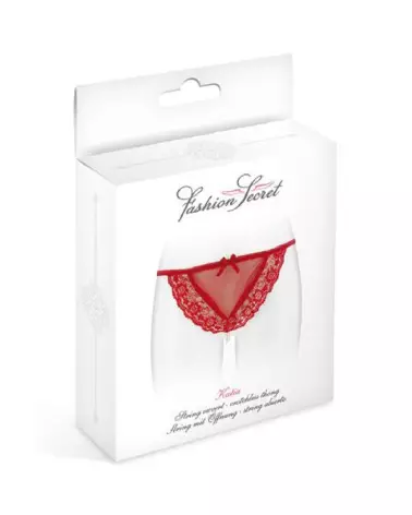 Image du string STG PERLE KATIA rouge Fashion Secret, lingerie élégante et confortable en taille unique-3