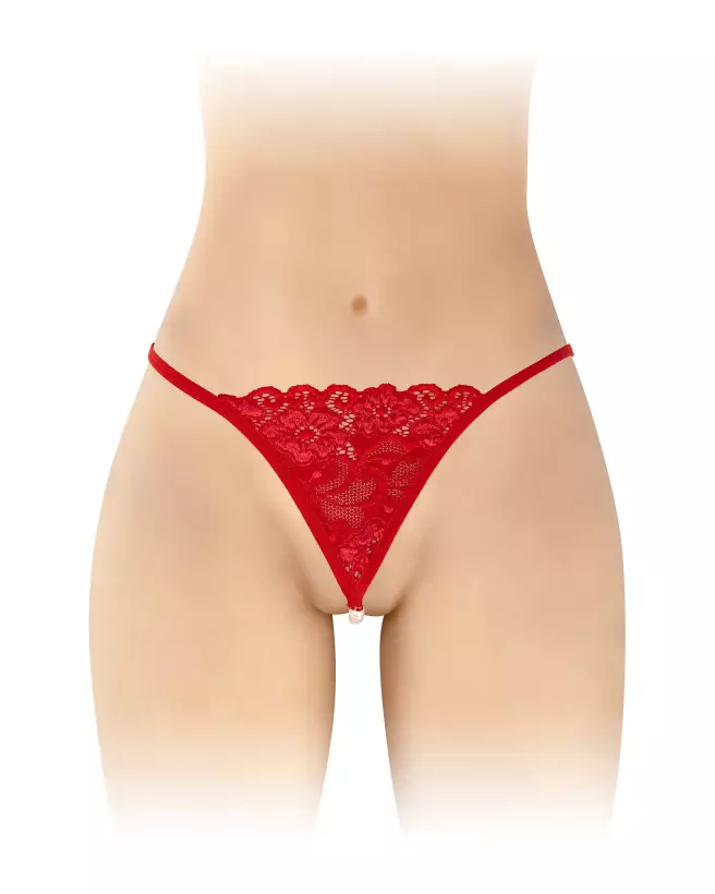 Image du String Perle Venusina Rouge Fashion Secret - Lingerie féminine élégante et confortable-1