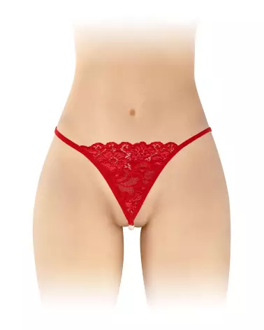 Image du String Perle Venusina Rouge Fashion Secret - Lingerie féminine élégante et confortable-1
